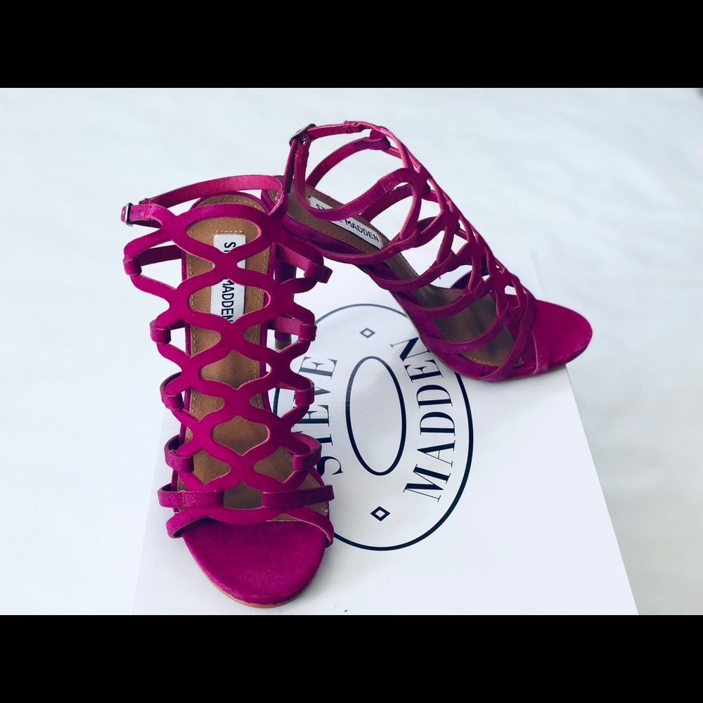 SOLD! Steve Madden Fuchsia Caged Heel Sandals